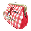 Twinkle Glory My Melody pen pouch in red and white gingham with tatami embroidery and a brass kiss-lock clasp.