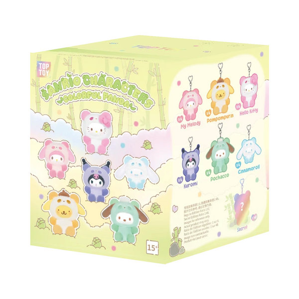 Twinkle Glory Sanrio Hello Kitty and Friends Colourful Panda keychain blind box packaging featuring character designs