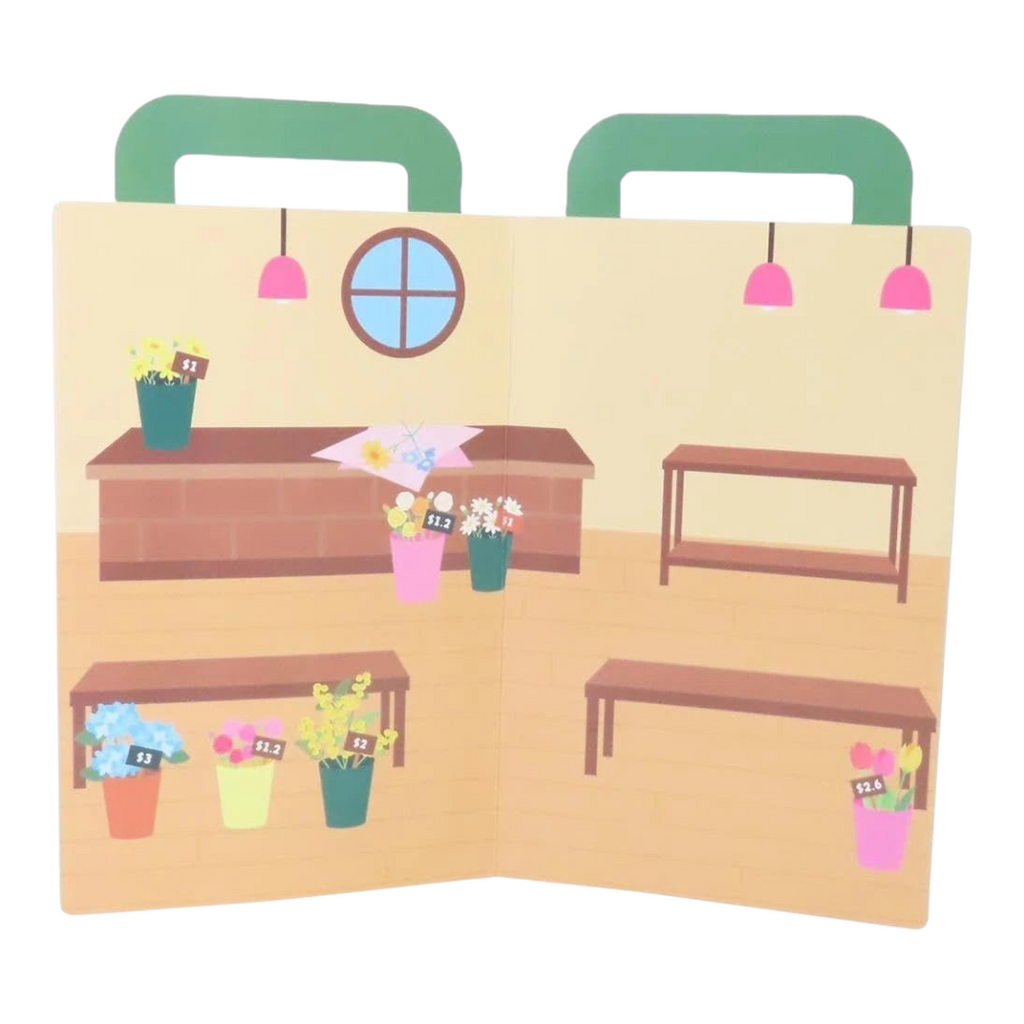 Twinkle Glory Sanrio characters sticker set featuring a colourful floral shop background scene for decorative decals