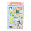 Twinkle Glory Sanrio characters sticker set featuring Hello Kitty, Kuromi, and My Melody with floral and shop themes.