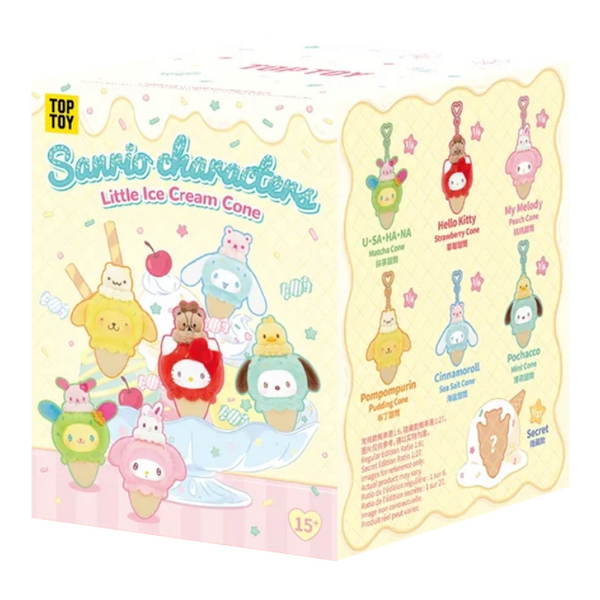 Twinkle Glory Sanrio Hello Kitty and Friends Little Ice Cream Cone plush keychain blind box display packaging