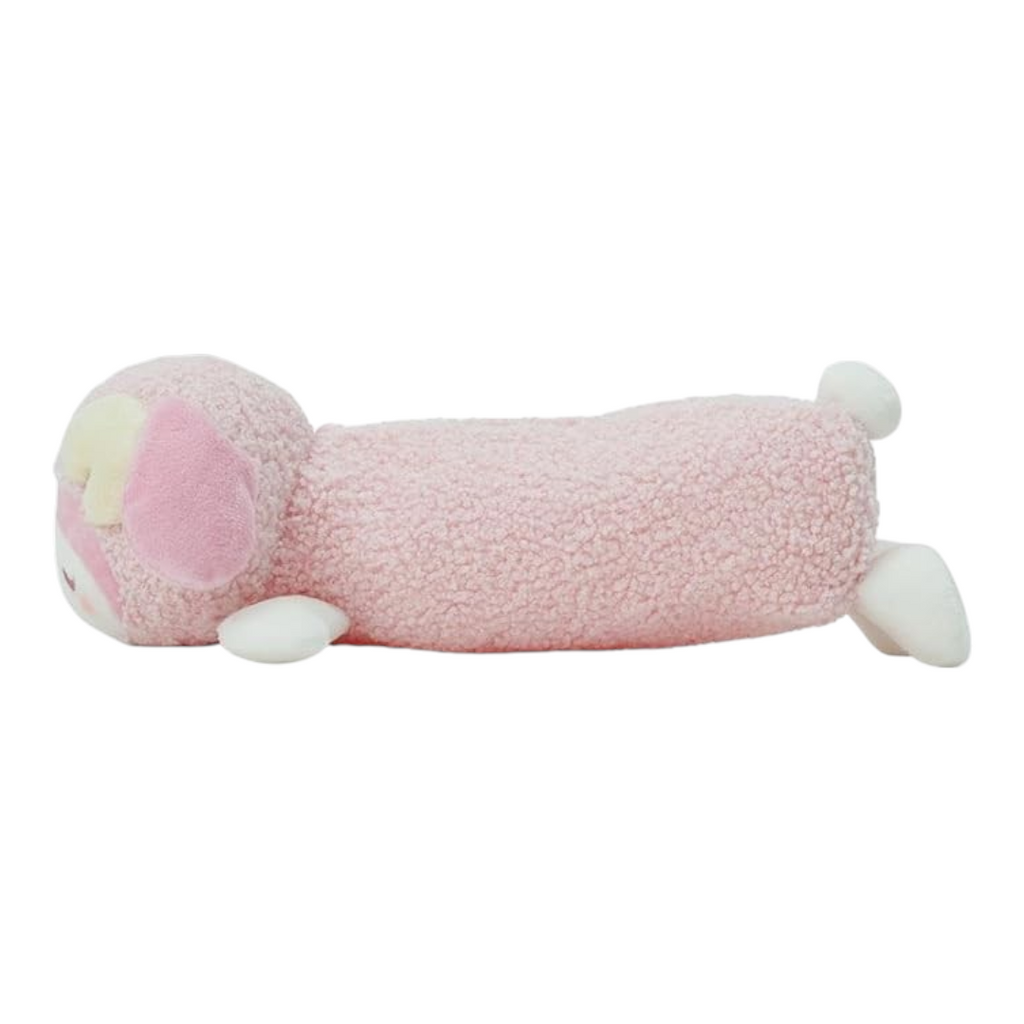 Twinkle Glory Sanrio My Melody plush pen case in a fluffy pink sleeping sheep design with soft boa texture