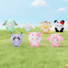 Twinkle Glory Sanrio Hello Kitty and Friends colourful panda plush keychains in a grassy field setting