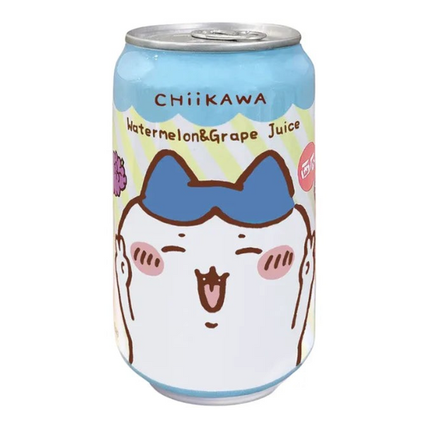 Twinkle Glory Amandier Chiikawa watermelon and grape juice drink in a light blue collectible can