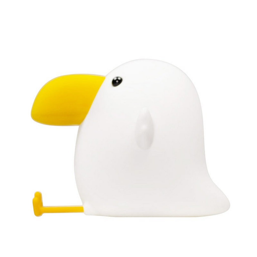 Twinkle Glory white silicone cuckoo night light with a bright yellow beak and feet for a child's bedroom