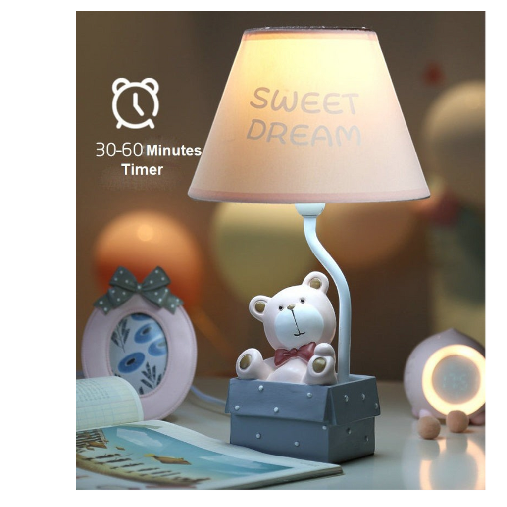 Twinkle Glory cute bear LED table lamp with a Sweet Dream lampshade and 30-60 minute timer for a nursery