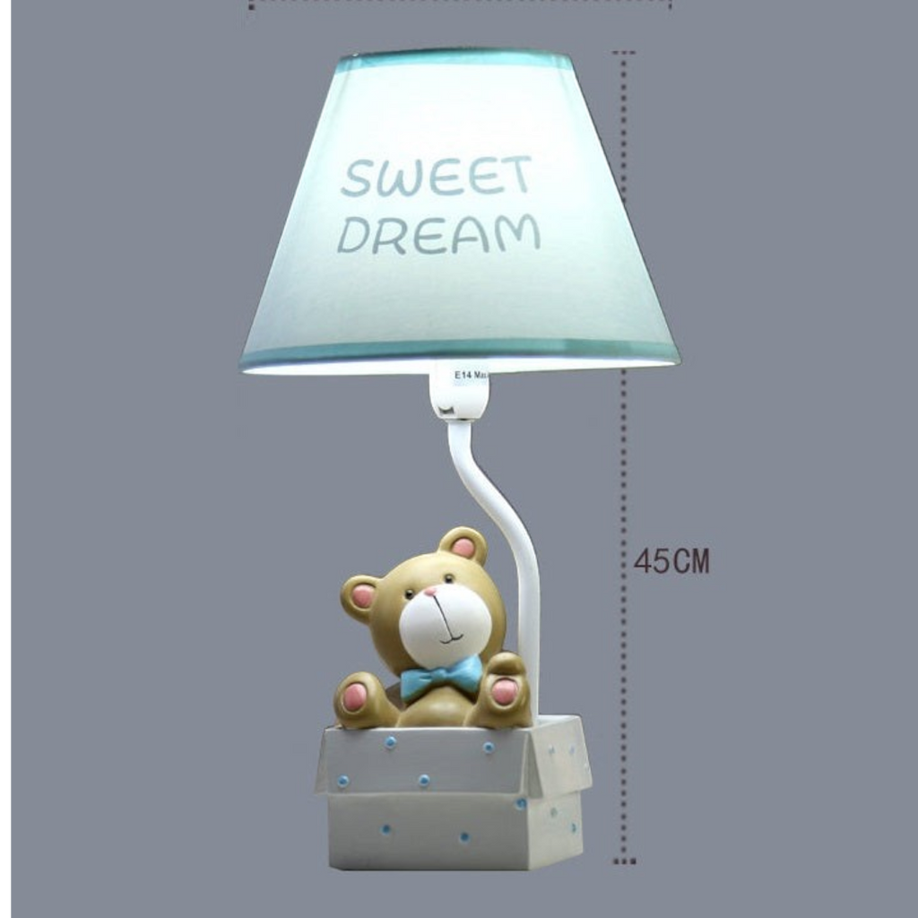Twinkle Glory cute bear resin table lamp with Sweet Dream lampshade for a calming nursery or bedroom atmosphere