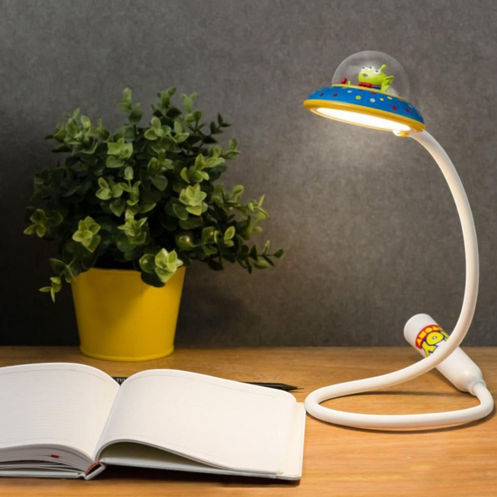 Twinkle Glory Disney Toy Story Alien spaceship LED desk lamp with flexible white neck and natural white light