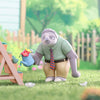 Animated character in a garden setting with a watering can