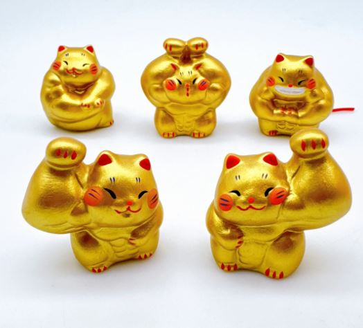 Japanese Gold Muscle Lucky Cat Mascot 4.5cm