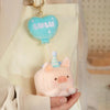 Lulu the Piggy Balloon Plush Keychain with Blue Bow