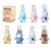 Set of colorful plush keychains with a 'miffy' box in the background