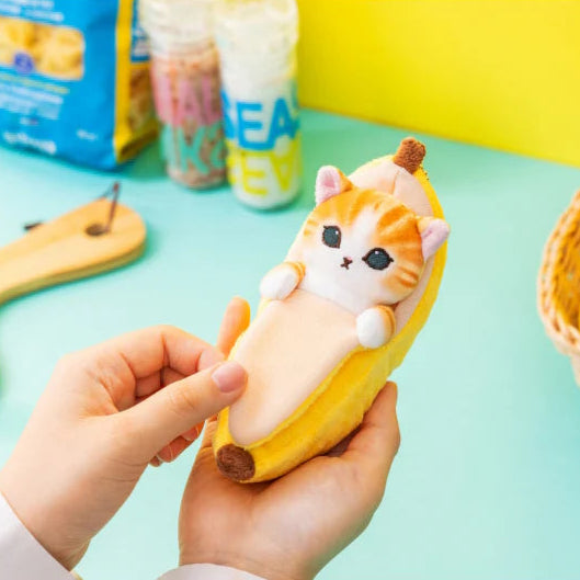 Mofusand Banana Cat Plush Keychain
