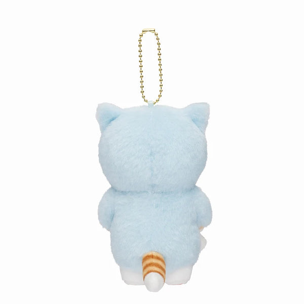 Mofusand Bear Pajamas Blue Cat Plush Keychain