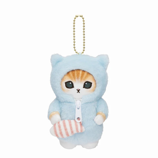 Mofusand Bear Pajamas Blue Cat Plush Keychain