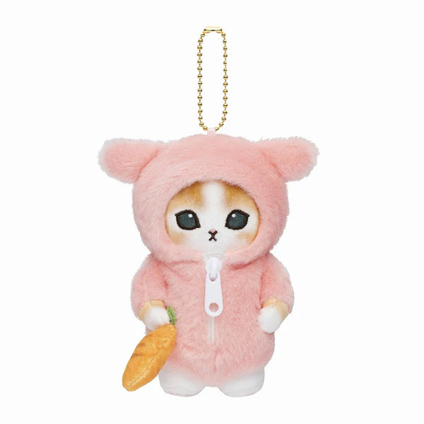 Mofusand Bunny Pajamas Pink Cat Plush Keychain