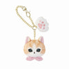 Mofusand Cat Face Pink Bow & Paw Charm Keychain