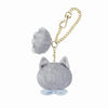 Mofusand Grayish White Cat Face Blue Bow & Paw Charm Keychain