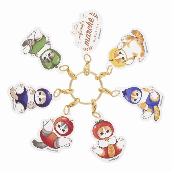 Mofusand Marche Cats in Fruit & Veggie Costumes Acrylic Keychain Set of 7