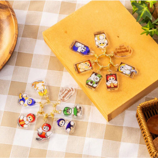 Mofusand Marche Cats in Fruit & Veggie Costumes Acrylic Keychain Set of 7