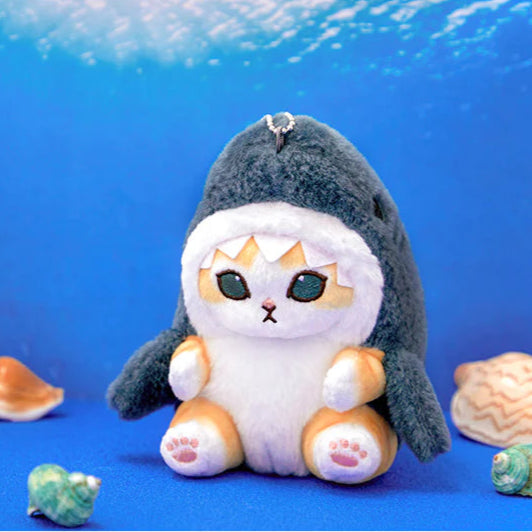 Mofusand Shark Cat Plush Keychain