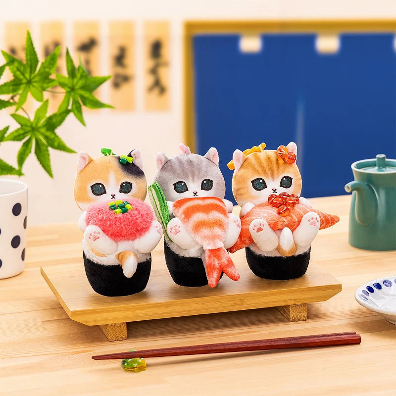 Mofusand Shrimp Sushi Cat Plush Keychain