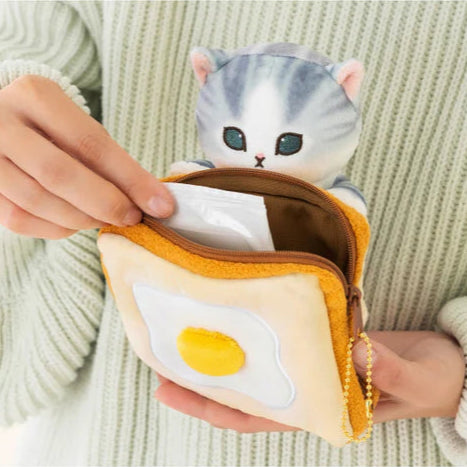 Mofusand Toast & Egg Cat Plush Pouch 18cm