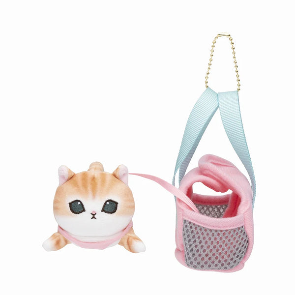 Mofusand Walking Cat with Carrier Plush Keychain