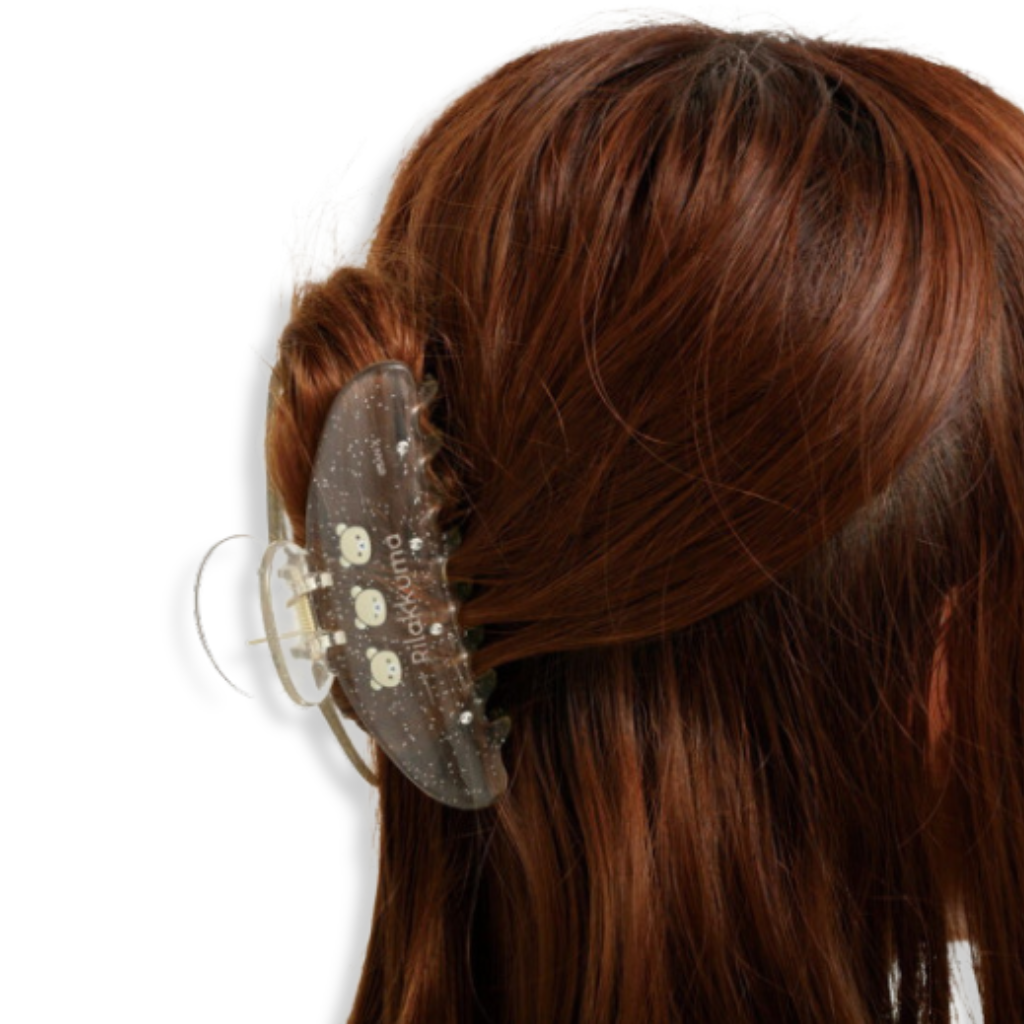 Rilakkuma Yellow Glitter Clear Hair Claw Clip