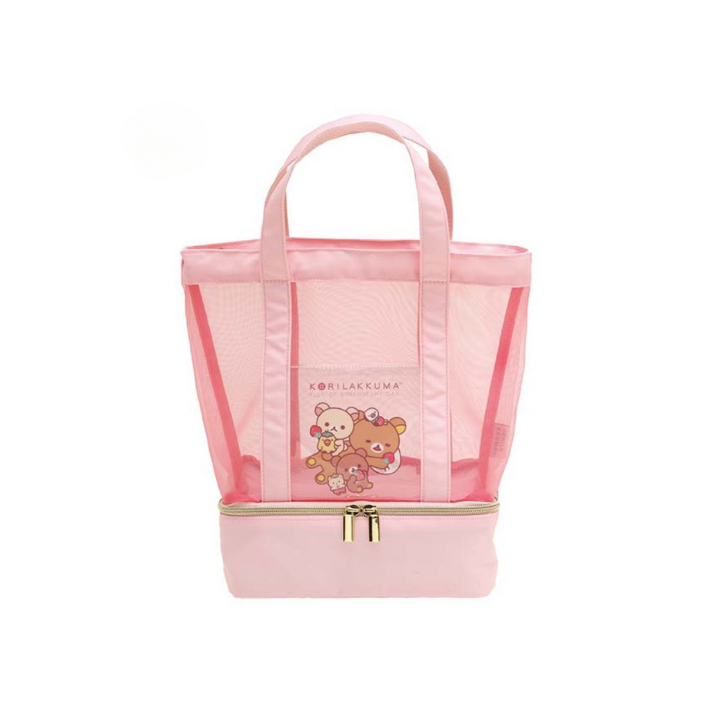 Rilakkuma and Korilakkuma Pink Mesh Tote Bag