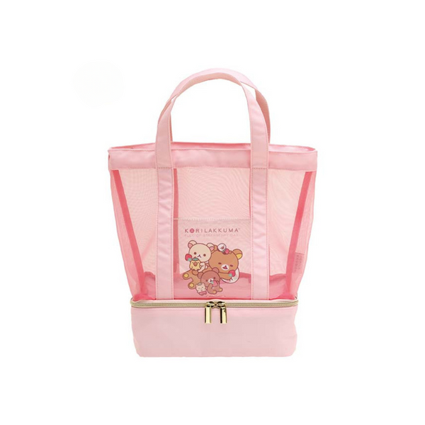 Rilakkuma and Korilakkuma Pink Mesh Tote Bag