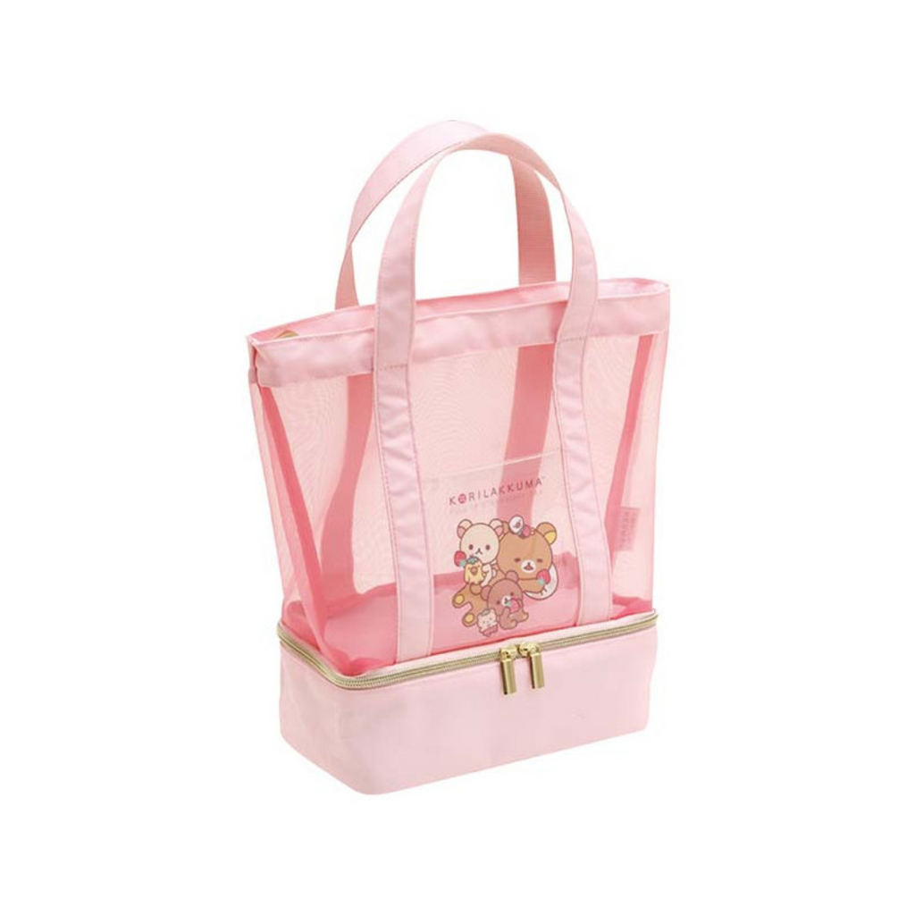 Rilakkuma and Korilakkuma Pink Mesh Tote Bag