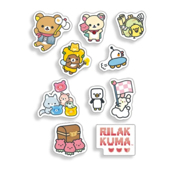 San-x Rilakkuma Gaming Clear Seal Bits Earphone Sticker Pack