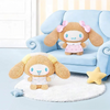 Twinkle Glory Sanrio Cinnamoroll Sweets Friends fluffy plush bag charms featuring soft textures and cute wing details.