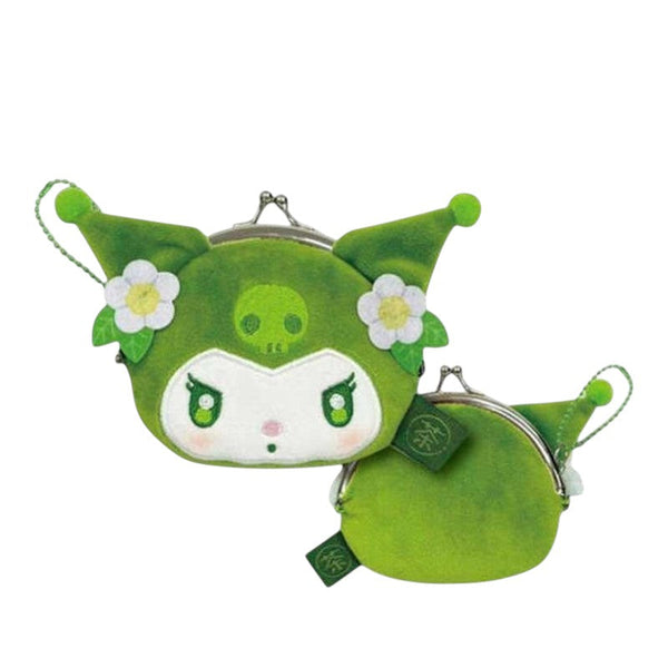 Sanrio Kuromi Mini Plush Face Matcha Tea Gamaguchi Coin Purse