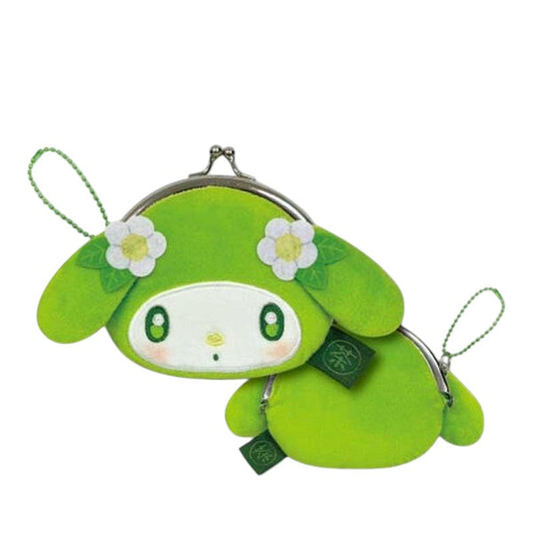 Sanrio My Melody Mini Plush Face Matcha Tea Gamaguchi Coin Purse