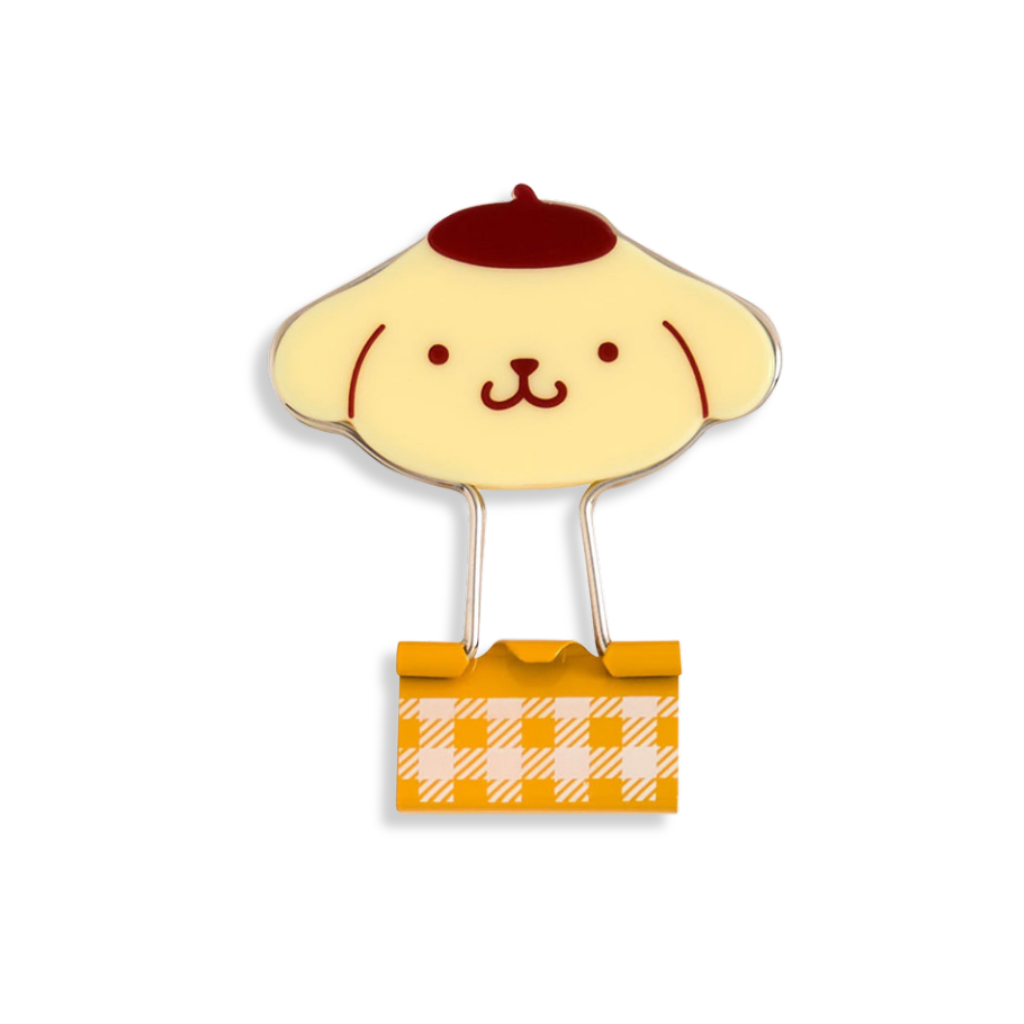 Sanrio Pompompurin Gingham Binder Clips 3-pcs Set 3