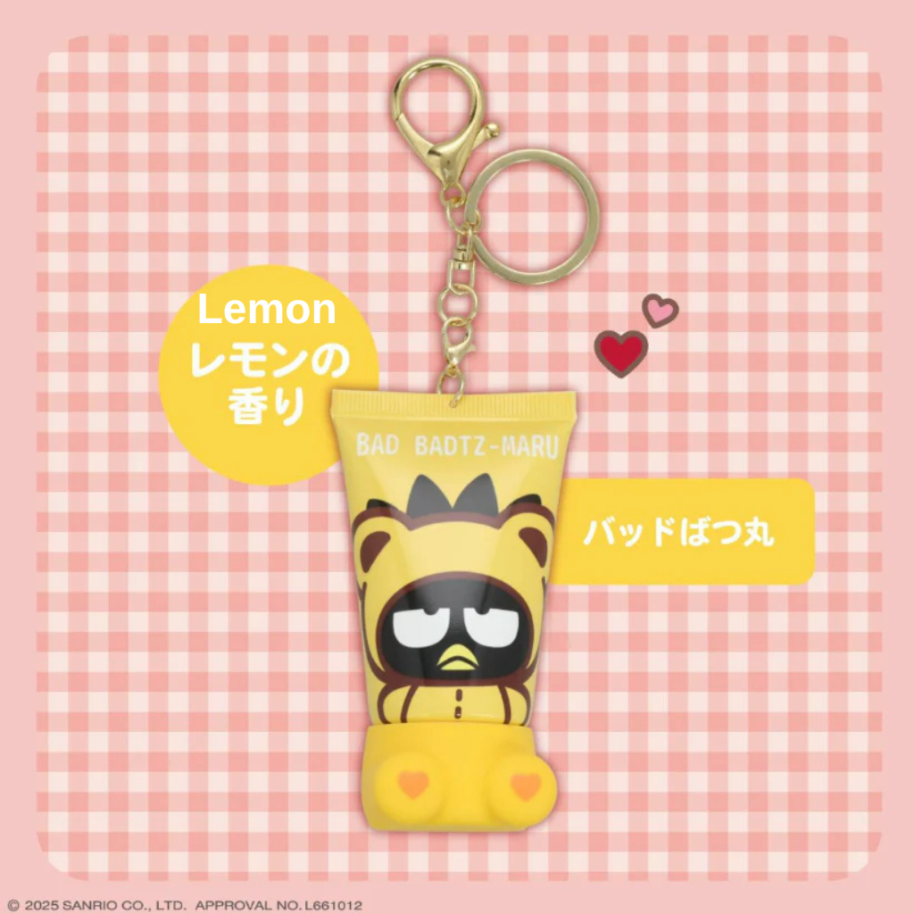Keychain with cartoon character on a pink checkered background