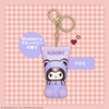 Kuromi-themed keychain with blueberry scent on a pink checkered background
