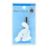 A multi-clip hair accessory featuring a white glittery Cinnamoroll bunny figure with a silver metal clip, presented on its original light blue packaging card.