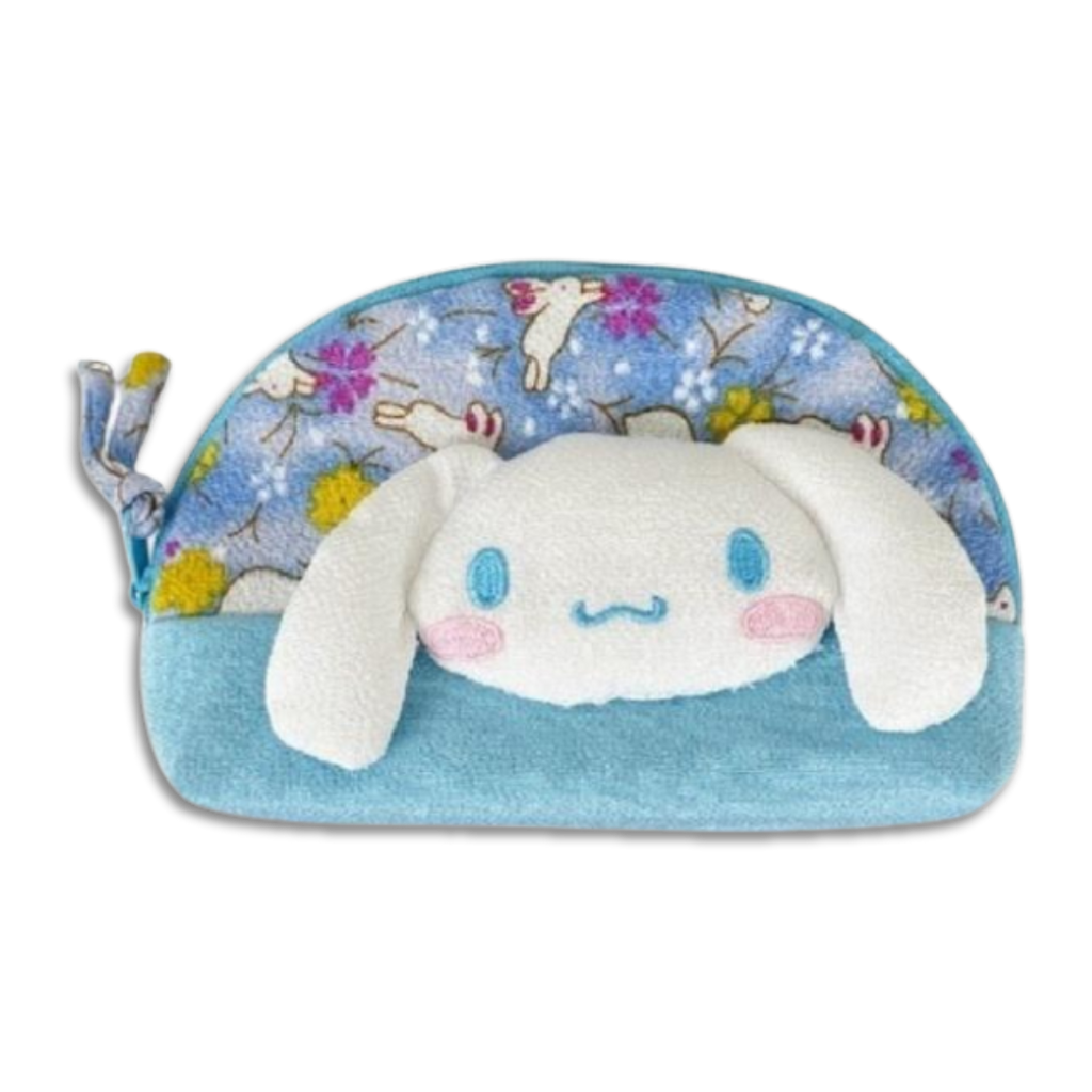 Sanrio_Cinnamoroll_Face_Floral_Half_Moon_Pouch