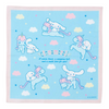 Twinkle Glory Sanrio Cinnamoroll cotton handkerchief featuring a blue background with unicorn and cloud patterns