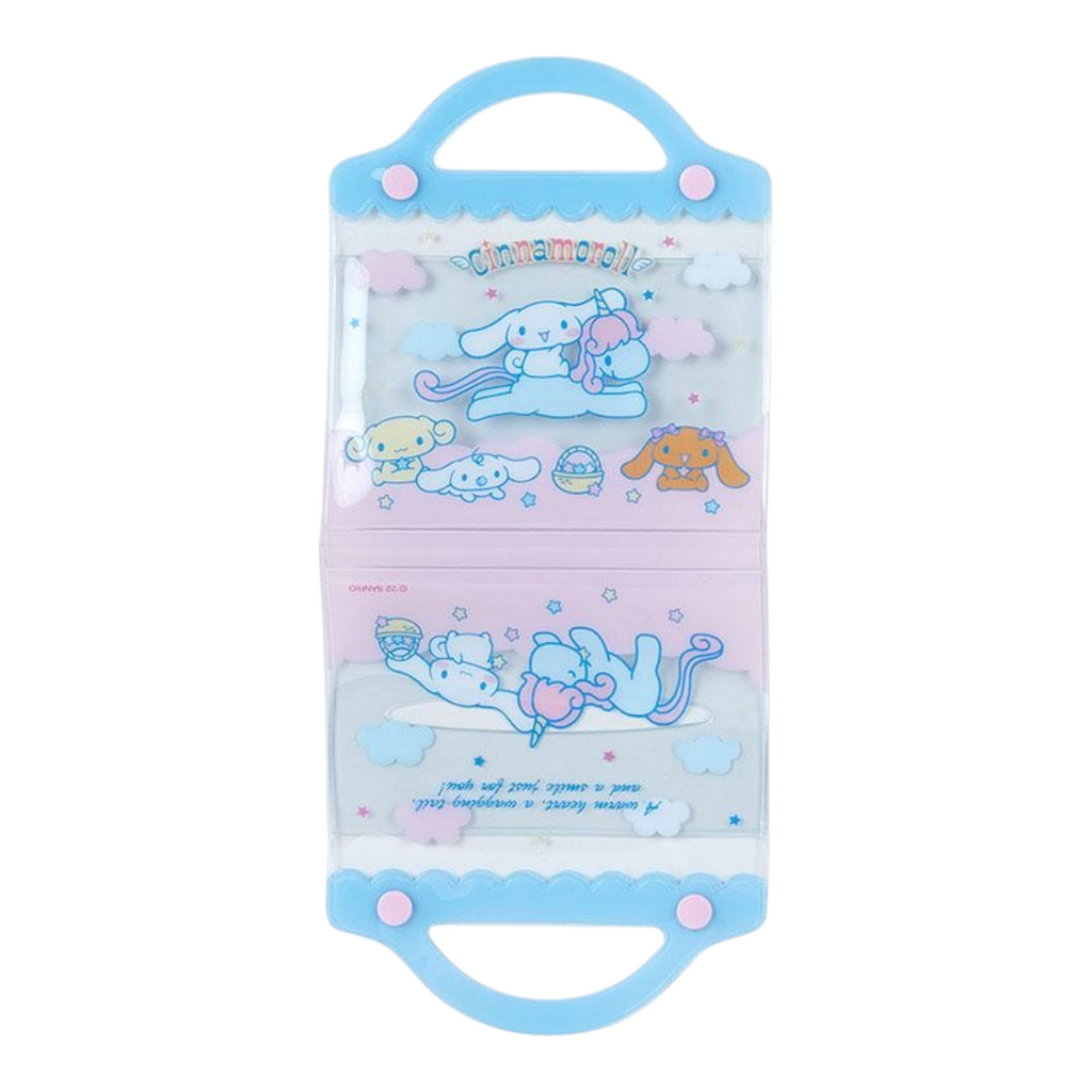 Twinkle Glory Sanrio Cinnamoroll handkerchief and clear PVC storage case set with blue accents and star patterns