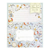 A commemorative letter set with a light blue envelope decorated with teddy bears, sea life illustrations, and gold stars, paired with lined white letter paper.