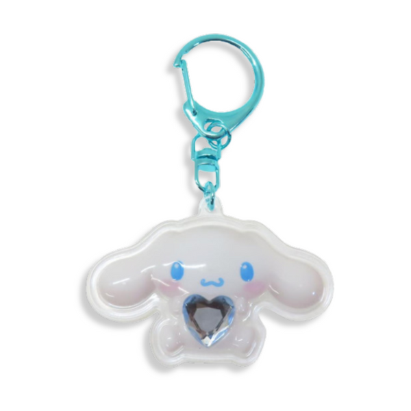 Sanrio Cinnamoroll Plump 3D Heart Crystal Acrylic Keychain