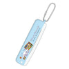A light blue and white rectangular keychain or tag with a silver ball chain, featuring Sanrio character artwork and the text 'Peach Bunny' and 'SANRIO' on a plain white background.