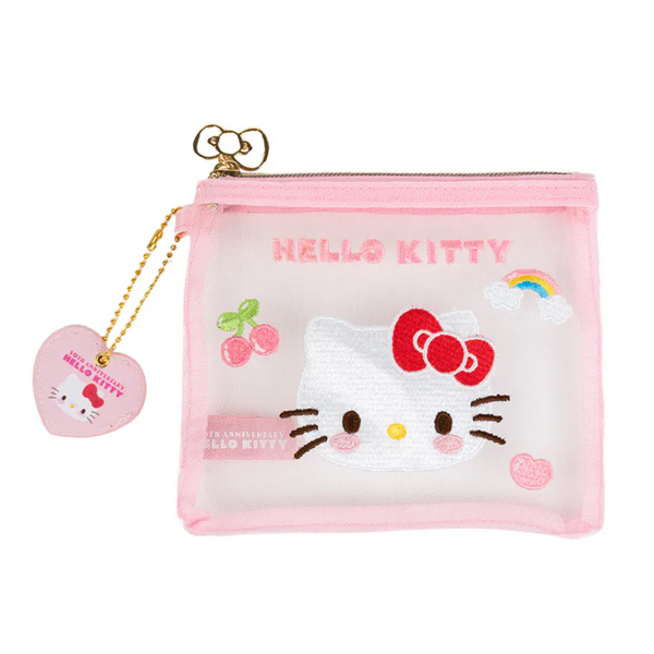 Sanrio Hello Kitty 50th Anniversary Pink Gingham Flat Pouch
