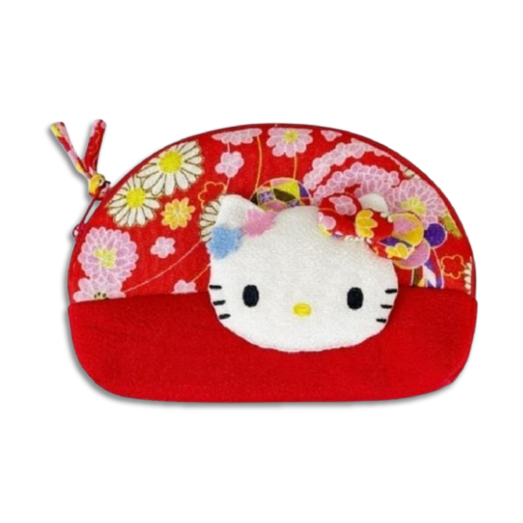 Sanrio_Hello_Kitty_Face_Floral_Half_Moon_Pouch