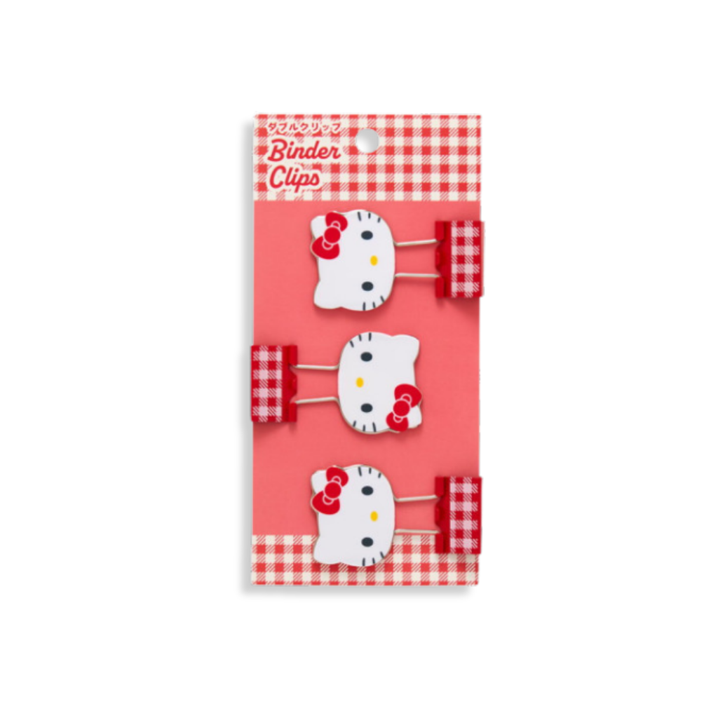 Sanrio Hello Kitty Gingham Binder Clips 3-pcs Set