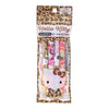 A package of three Hello Kitty all-erase ballpoint pens with leopard print accents and a Hello Kitty charm, shown in its retail packaging against a white background.